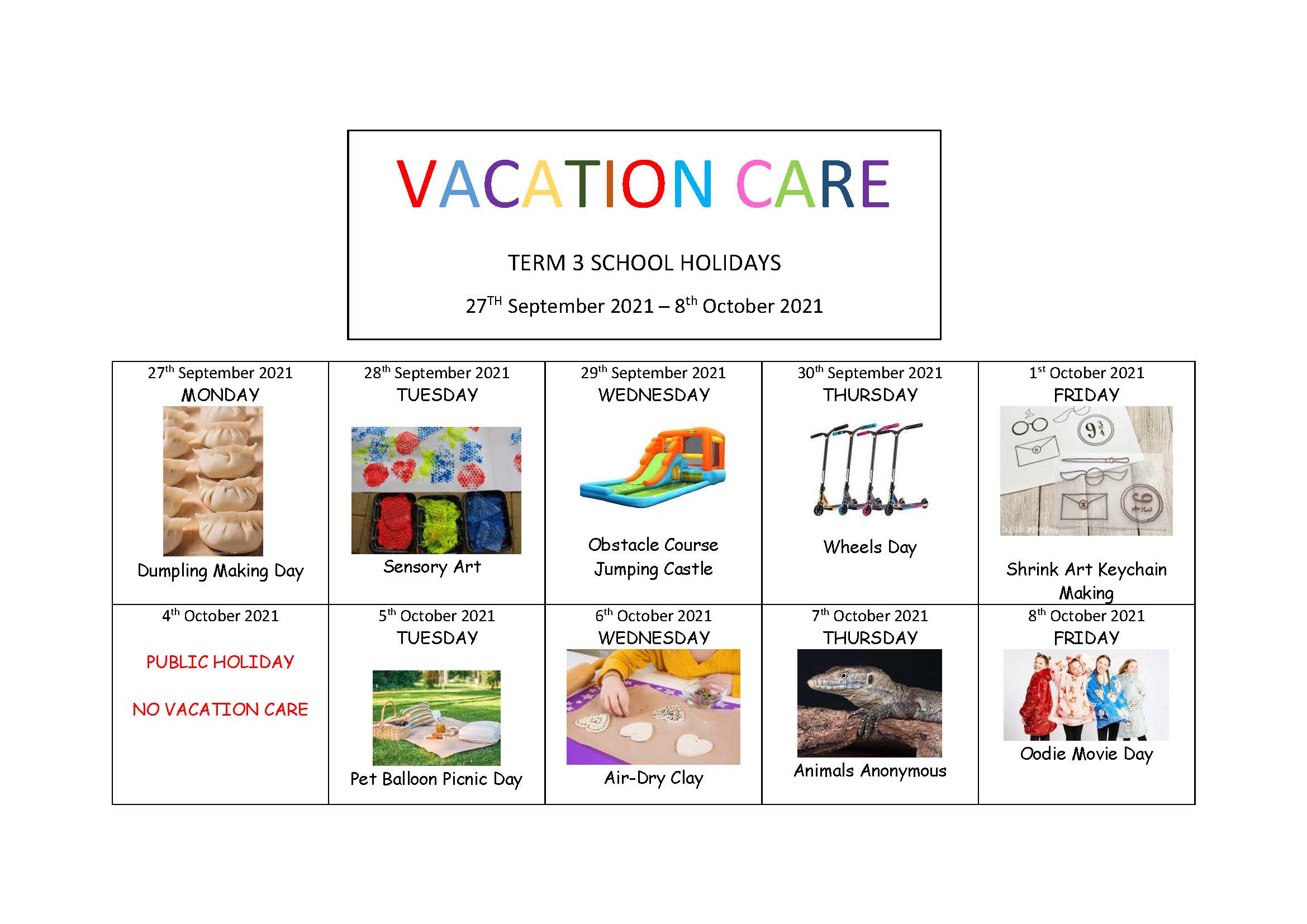 Term 3 school holidays 2021